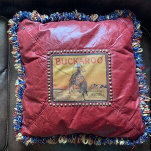 Double D Ranch Leather Buckaroo Pillow